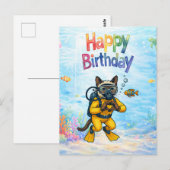 Duik Happy Birthday onderwater Briefkaart (Voorkant / Achterkant)