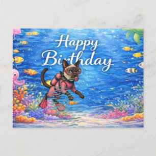 Duik Happy Birthday onderwater Briefkaart