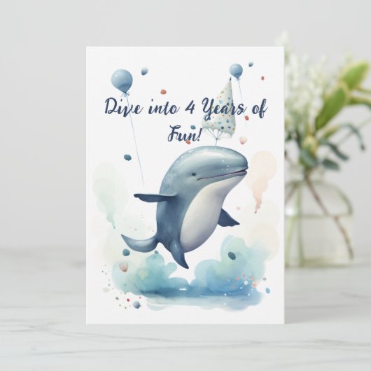 Duik in 4 jaar leuk verjaardagskaart kaart (Staand voorkant)