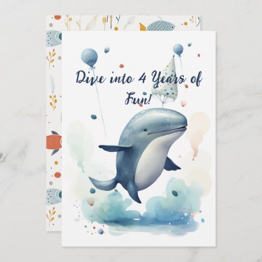 Duik in 4 jaar van Fun Birthday Kaart (Voorkant / Achterkant)