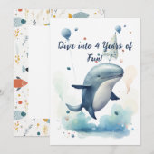 Duik in 4 Jaar van Plezier Geboortekaart Kaart (Voorkant / Achterkant)
