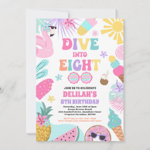 Duik in acht tropische strand 8e verjaardagsfeest kaart