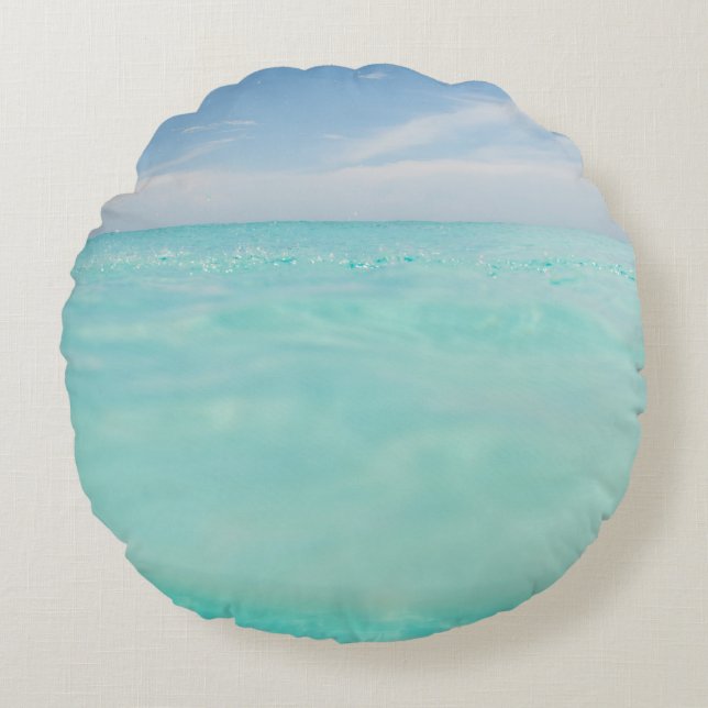 Duik in de Caribische Zee 4 Rond Kussen (Voorkant)
