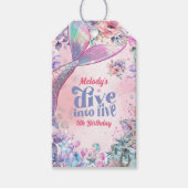Duik in de Five Flower Glitter Mermaid Tail Cadeaulabel (Voorkant)