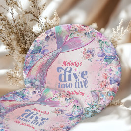 Duik in de Five Flower Glitter Mermaid Tail  Papieren Bordje