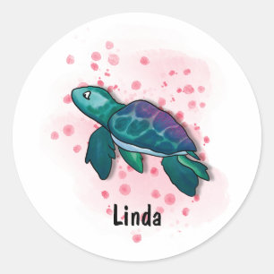 Duik in de magie van de oceaan met schildpadden! ronde sticker
