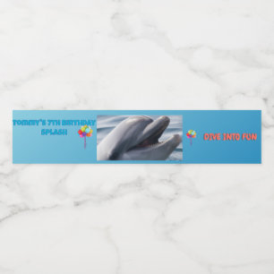 Duik in de pret Dolfijnensplash Waterfles Etiket