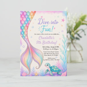 Duik in de pret met Mermaid Tail Watercolor Verjaa Kaart