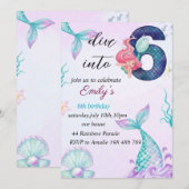 Duik in de uitnodiging voor de 6e verjaardag van d (Voorkant / Achterkant)