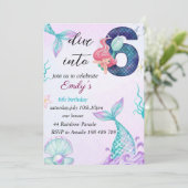 Duik in de uitnodiging voor de 6e verjaardag van d (Staand voorkant)