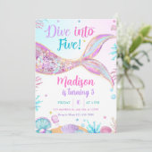 Duik in de uitnodiging voor de vijfde verjaardag v (Staand voorkant)