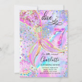 Duik in de uitnodiging voor de zevende verjaardag  (Voorkant)