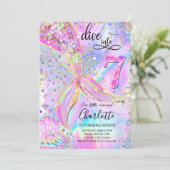 Duik in de uitnodiging voor de zevende verjaardag  (Staand voorkant)