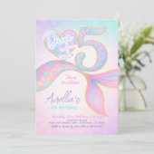 Duik in de vijf zeemeerminverjaardag kaart (Staand voorkant)