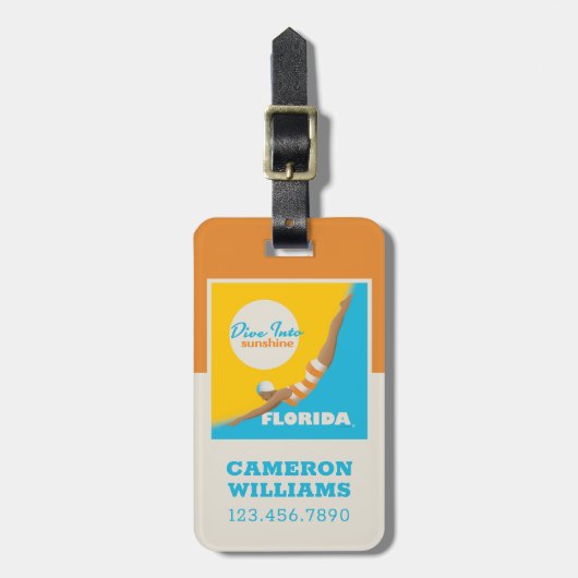 Duik in de zon | Florida Bagagelabel (Voorkant verticaal)