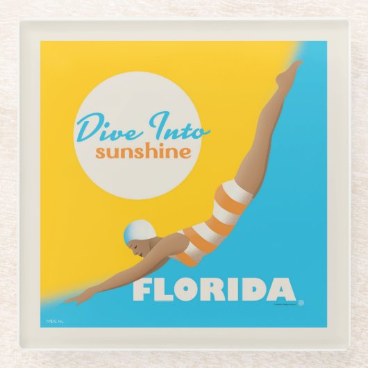 Duik in de zon | Florida Glazen Onderzetter (Voorkant)