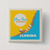 Duik in de zon | Florida Vierkante Button 5,1 Cm (Voorkant)