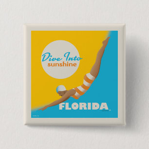 Duik in de zon   Florida Vierkante Button 5,1 Cm