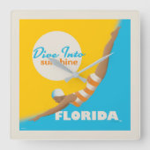 Duik in de zon | Florida Vierkante Klok (Voorkant)