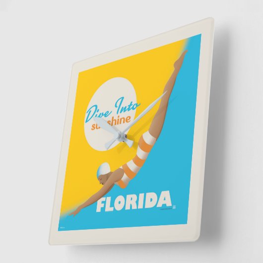 Duik in de zon | Florida Vierkante Klok (Hoek)