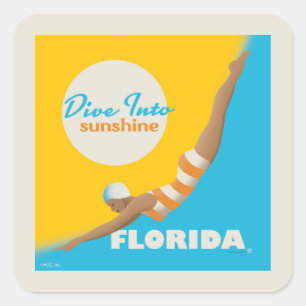 Duik in de zon Florida Vierkante Sticker