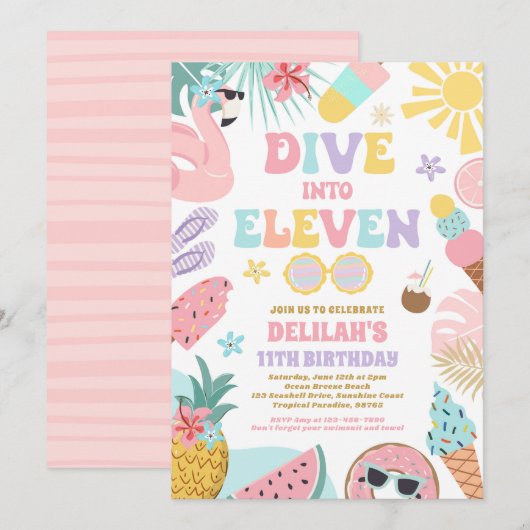 Duik in elf tropische stranden 11e verjaardag kaart (Voorkant / Achterkant)