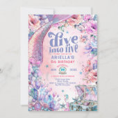 Duik in Five Flower Glitter Mermaid Tail Kaart (Voorkant)