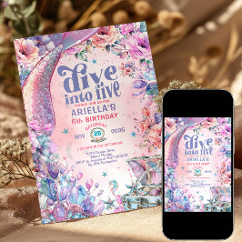 Duik in Five Flower Glitter Mermaid Tail  Kaart