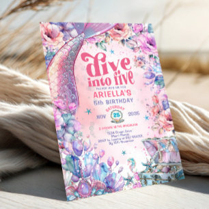Duik in Five Flower Glitter Mermaid Tail Kaart