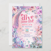 Duik in Five Flower Glitter Mermaid Tail Kaart (Voorkant)