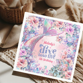 Duik in Five Flower Glitter Mermaid Tail  Servet