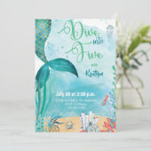 Duik in Five Mermaid Under the Zee Birthday Kaart (Staand voorkant)