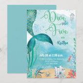 Duik in Five Mermaid Under the Zee Birthday Kaart (Voorkant / Achterkant)