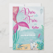 Duik in Five Mermaid Under the Zee Birthday Kaart (Voorkant)
