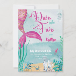 Duik in Five Mermaid Under the Zee Birthday Kaart