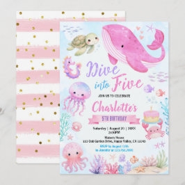 Duik in Five Under The Sea 5e verjaardag Roze Kaart