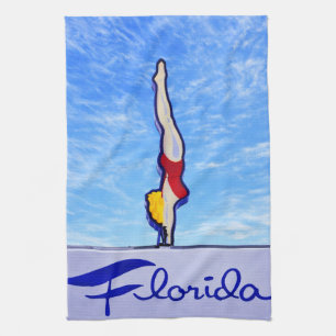 Duik in Florida, Vintage Neon Bord, Zwempak, Theedoek