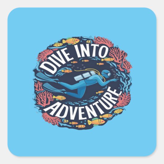 Duik in het avontuur Scuba Diving Ocean Exploratio Vierkante Sticker (Voorkant)