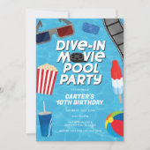 Duik in Movie Pool Party Uitnodiging voor verjaard (Voorkant)