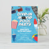 Duik in Movie Pool Party Uitnodiging voor verjaard (Staand voorkant)