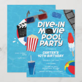 Duik in Movie Pool Party Uitnodiging voor verjaard (Voorkant / Achterkant)