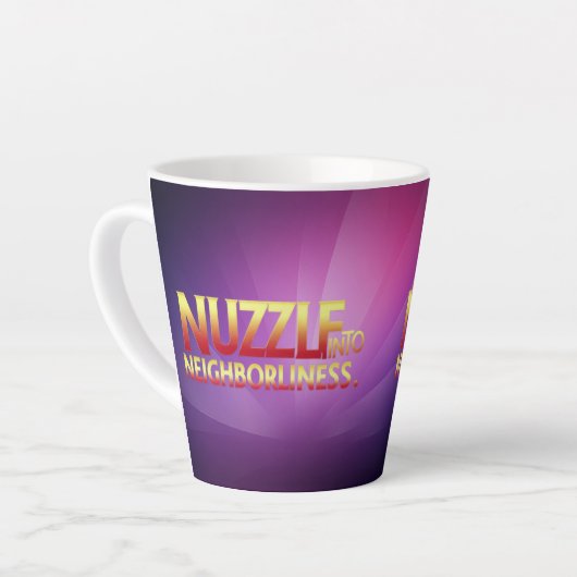 Duik in nabuurschap latte mok (Linkerhoek)