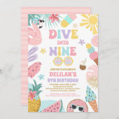 Duik in Nine Tropical Beach 9e verjaardagsfeestje Kaart (Voorkant / Achterkant)
