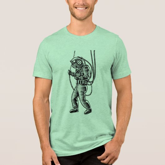 Duik in nostalgie met de  Deep Zee Diver Tri-Blend Shirt (Voorkant)