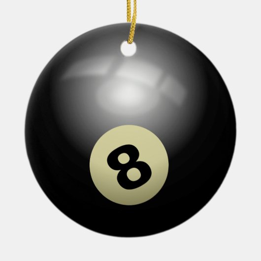 Duik in nostalgie met onze 8 Ball Billiard Keramisch Ornament (Voorkant)