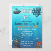 Duik in onder het Zee, Blue verjaardagsfeestje Kaart (Voorkant)