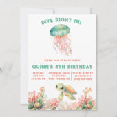 Duik in, onder het Zee, pastelverjaardag Kaart (Voorkant)