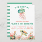 Duik in, onder het Zee, pastelverjaardag Kaart (Voorkant / Achterkant)