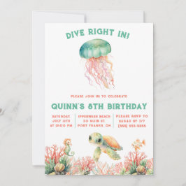Duik in, onder het Zee, pastelverjaardag Kaart