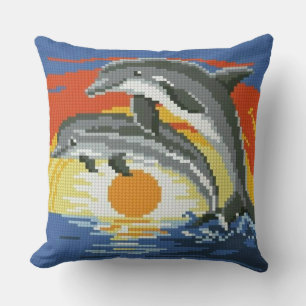 Duik in Verrukking: Speelse Dolfijn Cross Stitch T Kussen